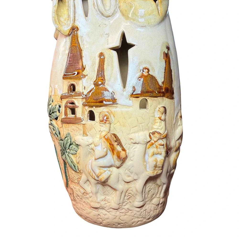 Collections Nativity Scene Holy Family 3 Kings Tea Light Candle Holder‎ Ceramic
